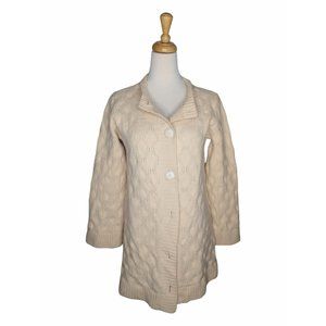 100% Merino Wool Cream Sweater Duster Size 8 - 10